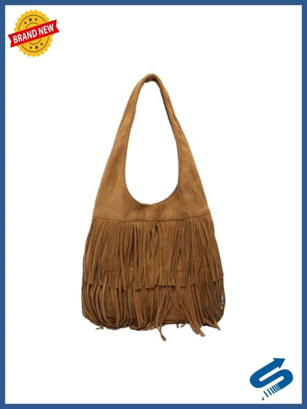 Vintage Fringe Hobo Bag with Tassel Suede Shoulder Tote Large